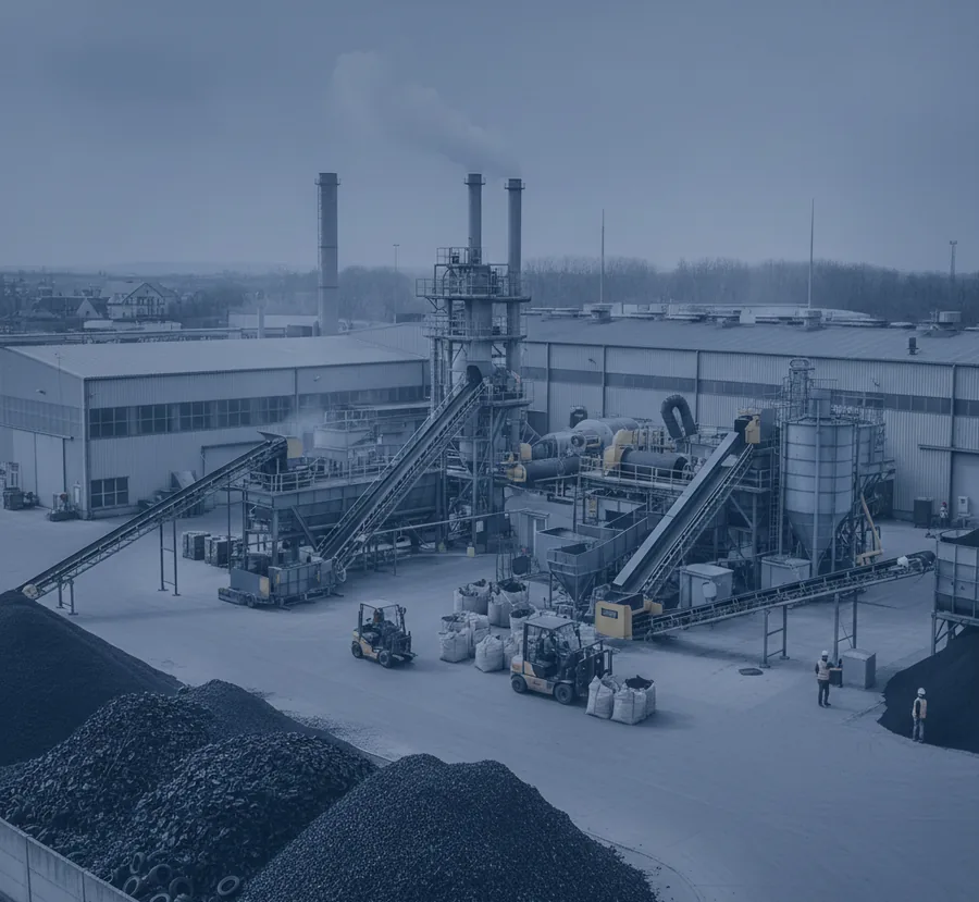 Recyclingwerk für Gummigranulat